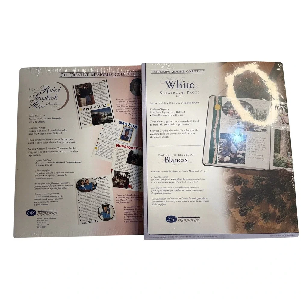 Creative Memories Scrapbook Refill Pages 8.5x11‎ White Ruled Acid Free Lot of 2